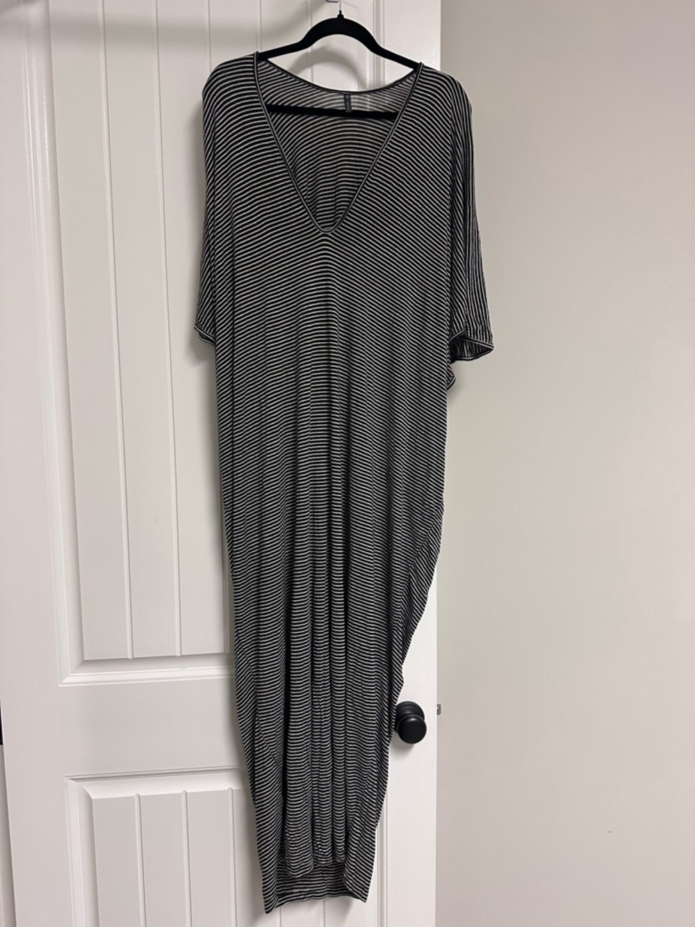 Riller & Fount Luca  Black and White Striped V-Neck Women's Caftan